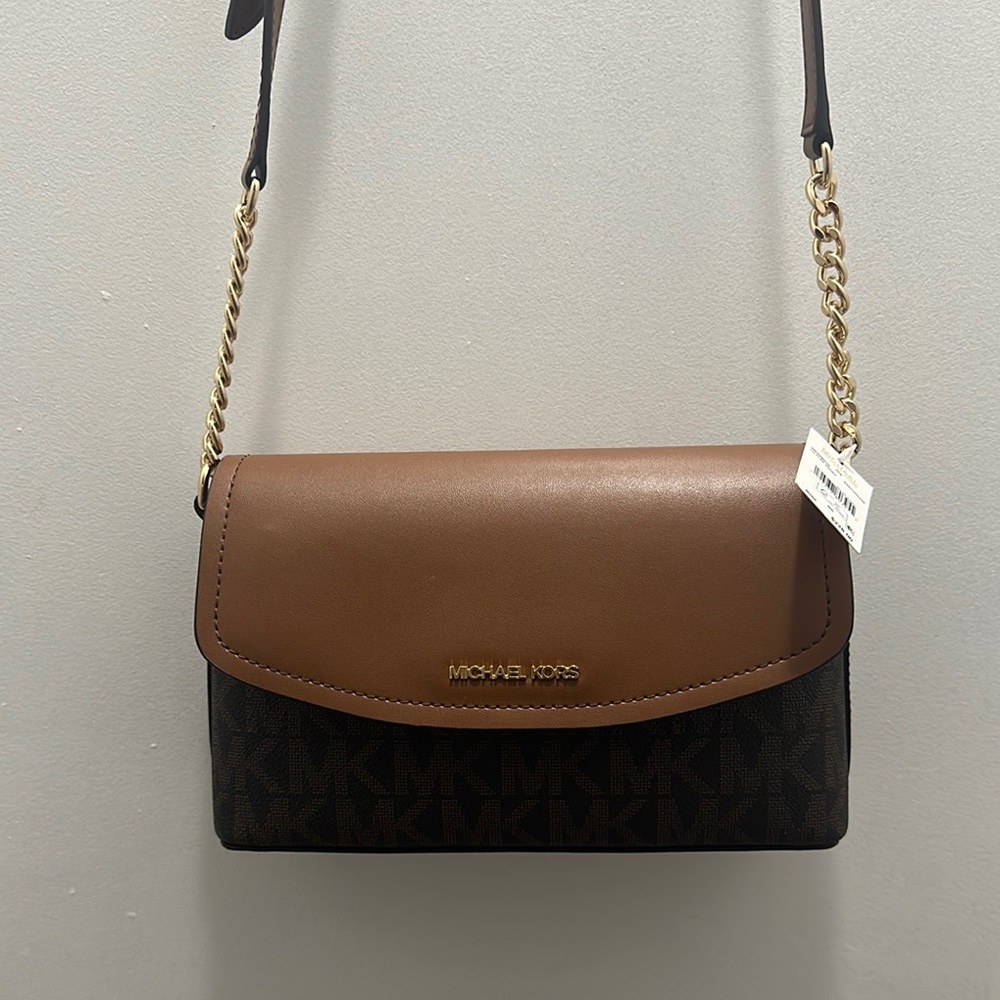 MICHAEL KORS- NWT IDA LG Flap X Body Brn/Lugg Cross Body Bag